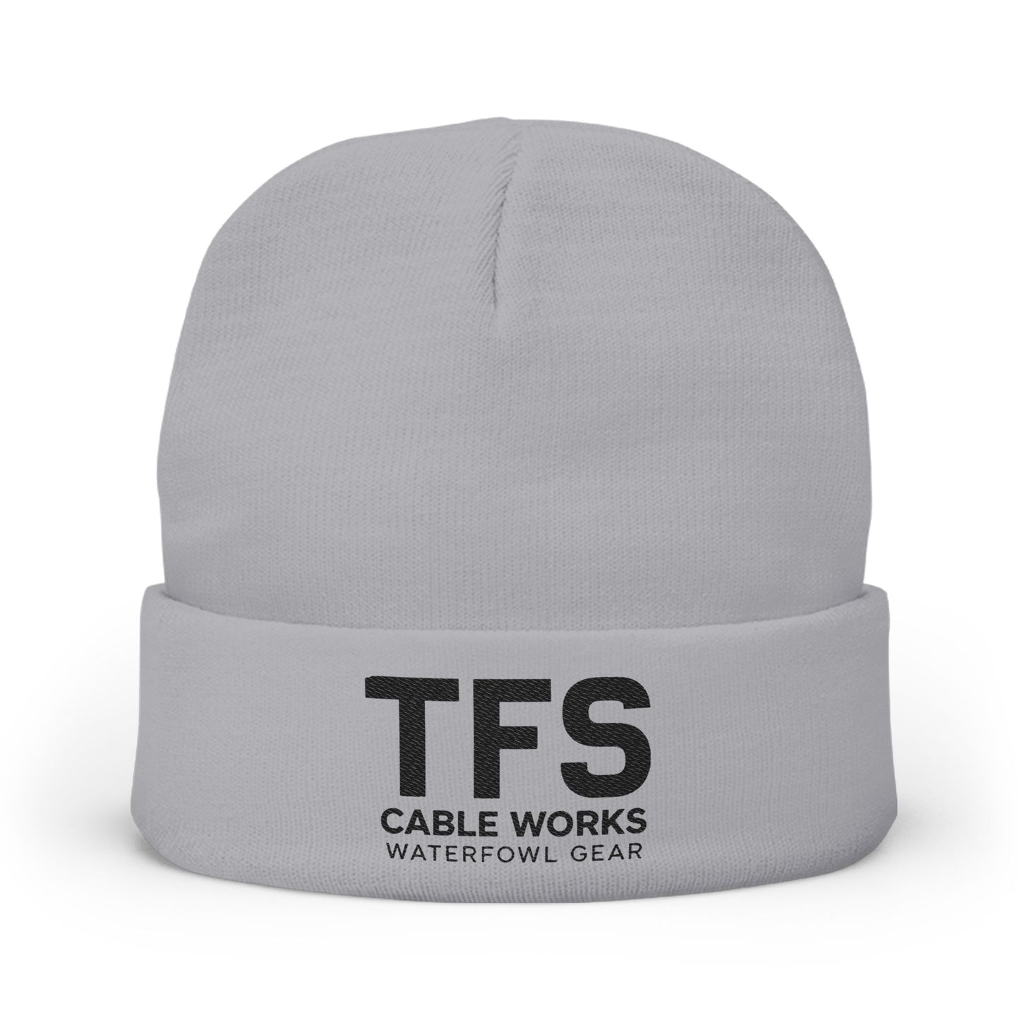 Embroidered TFS Cable Works Knit Beanie — Waterfowl Gear Winter Hat