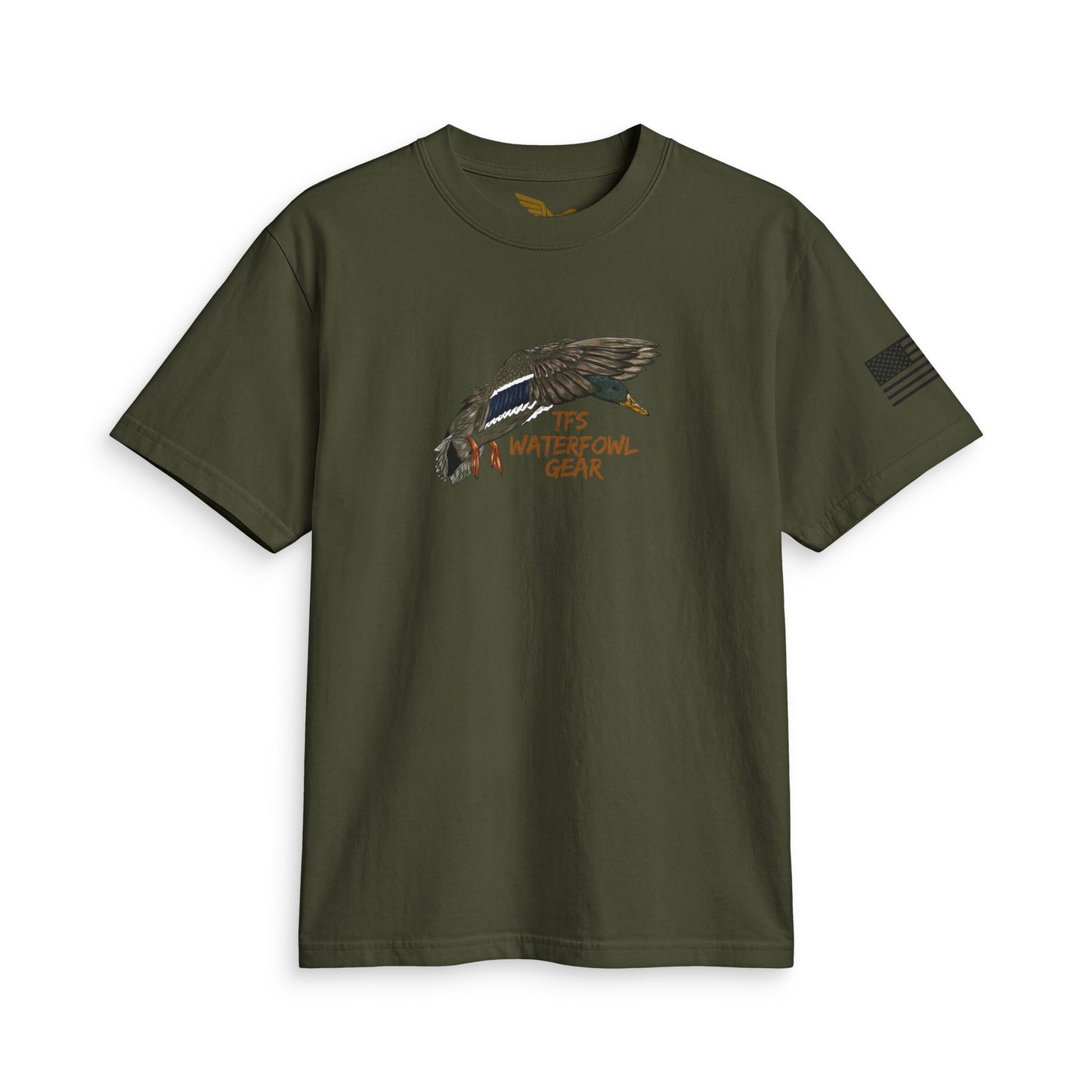Waterfowl Gear T‑Shirt — Vintage Duck Fly Fishing Design